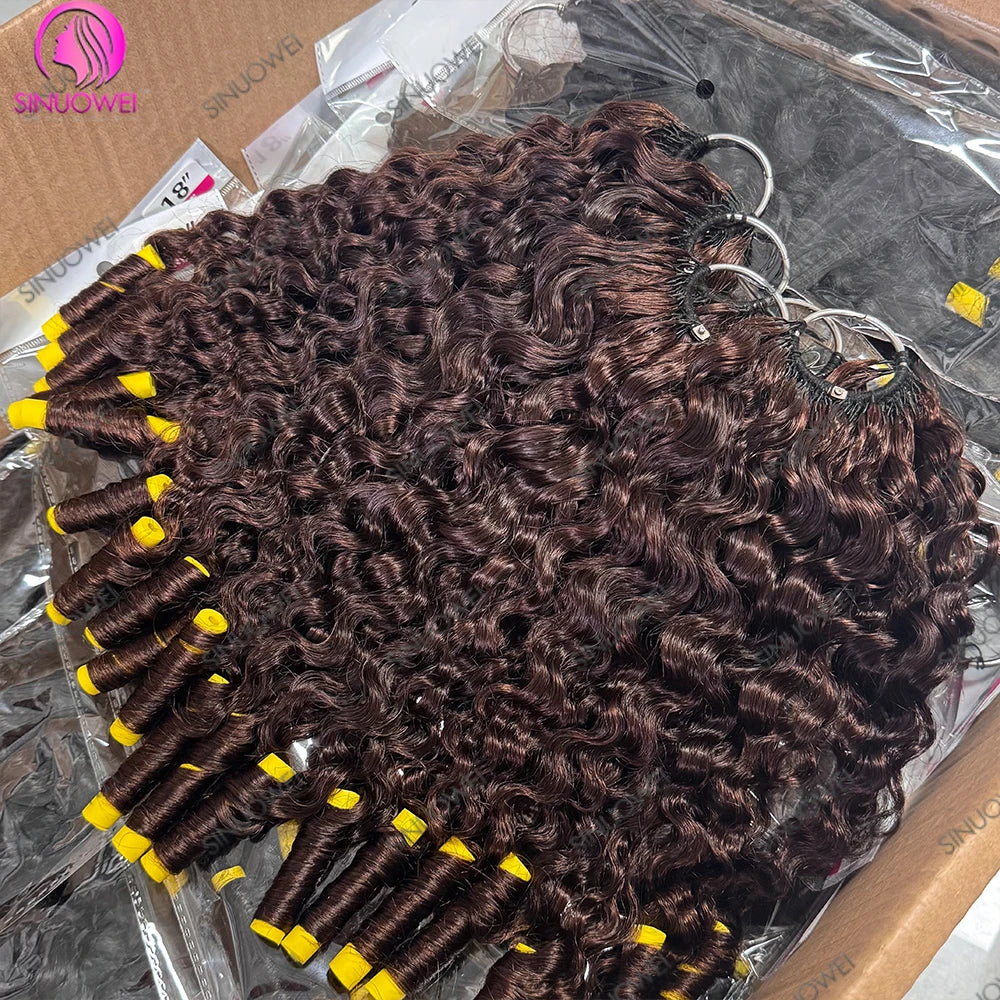 Chocolate Brown Curly Crochet Human Hair Extensions for Women