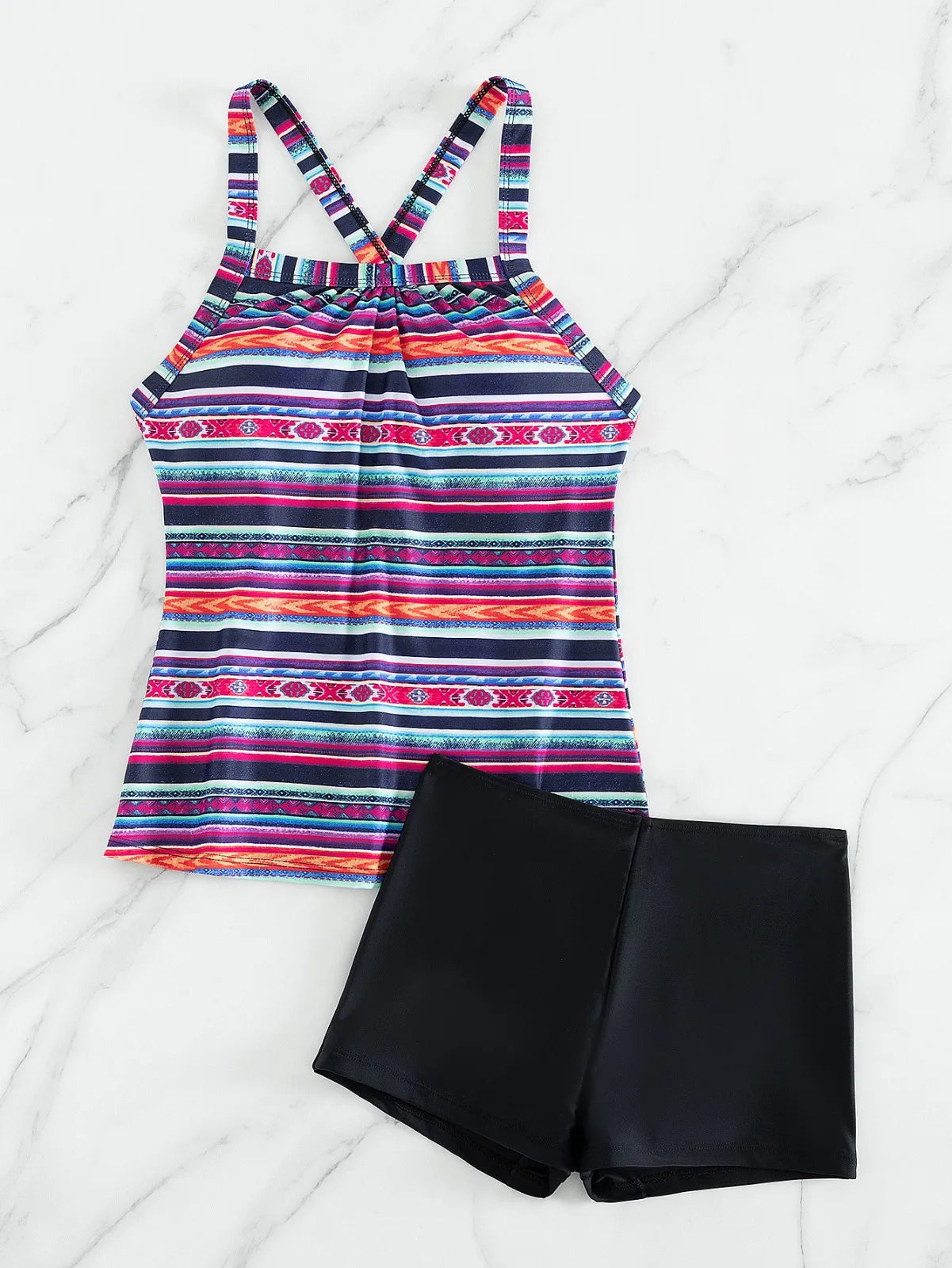 Vibrant Printed Two Piece Tankini Swimsuit for Women