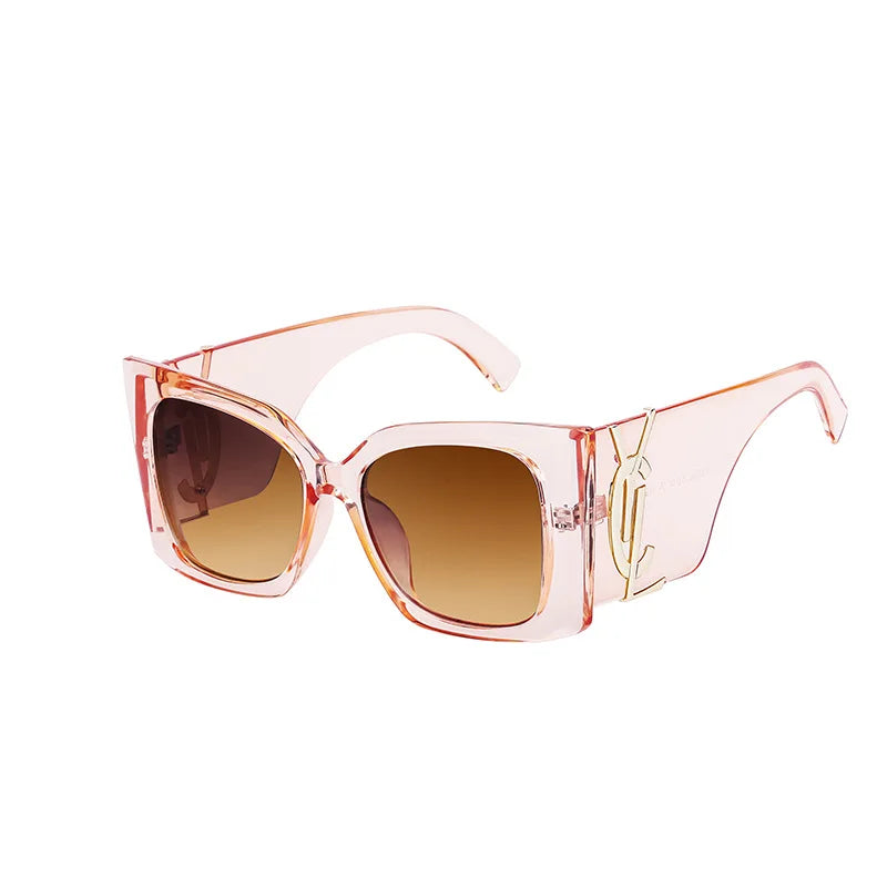 Retro Gold Gradient Square Frame Sunglasses for Women