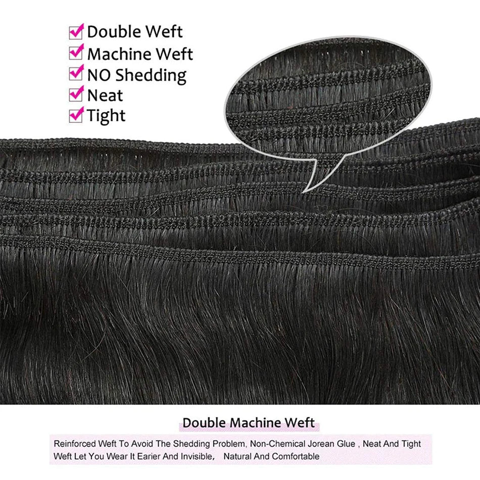 Bone Straight Brazilian Virgin Human Hair Bundles for Women