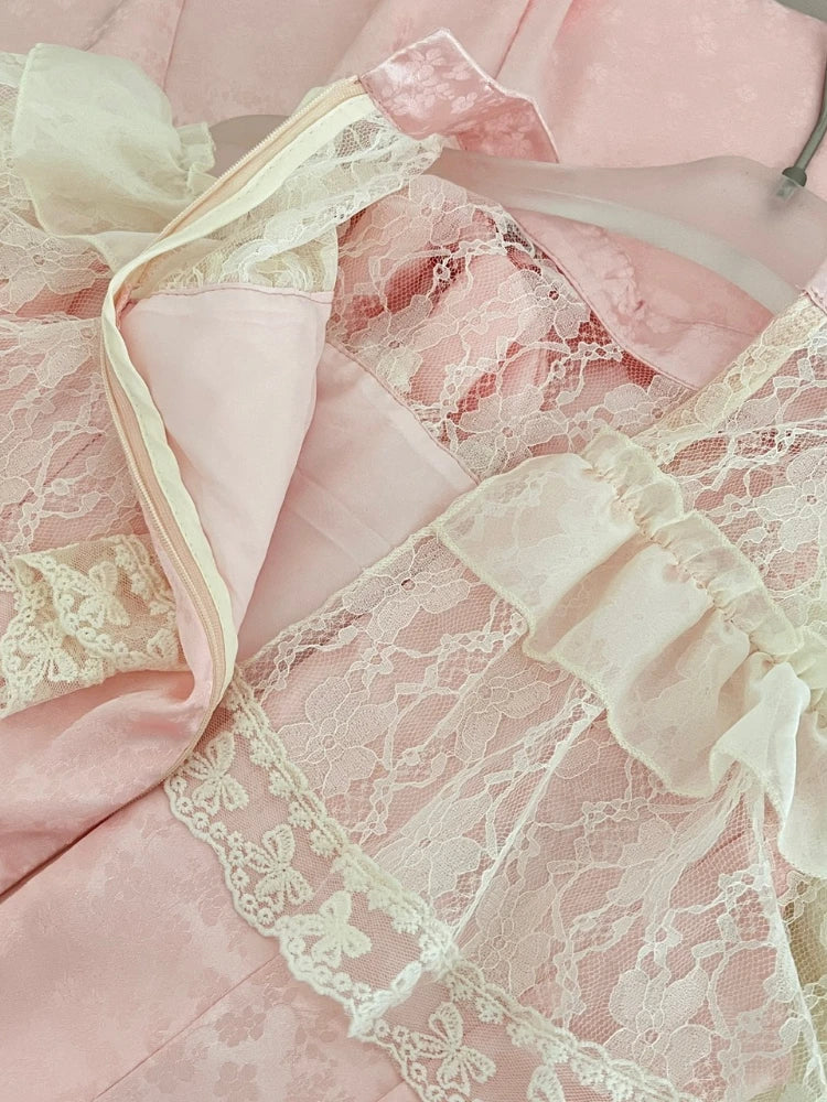 Off-Shoulder Lace Bow Dress