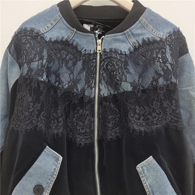 Casual Relaxed Fit Velvet Baseball Jacket for Women