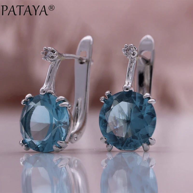 Sea Blue Cubic Zircon Drop Earrings