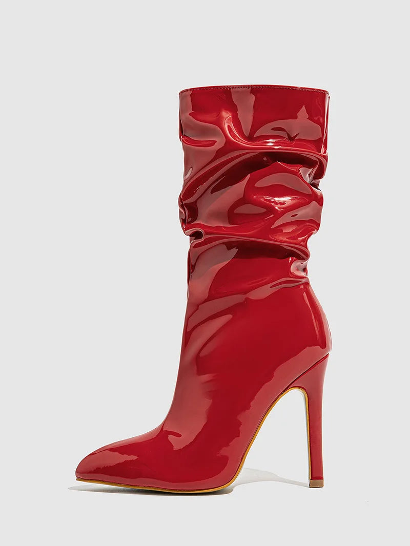 Pointed Toe Stiletto High Heel Mid-Calf Boots for Women