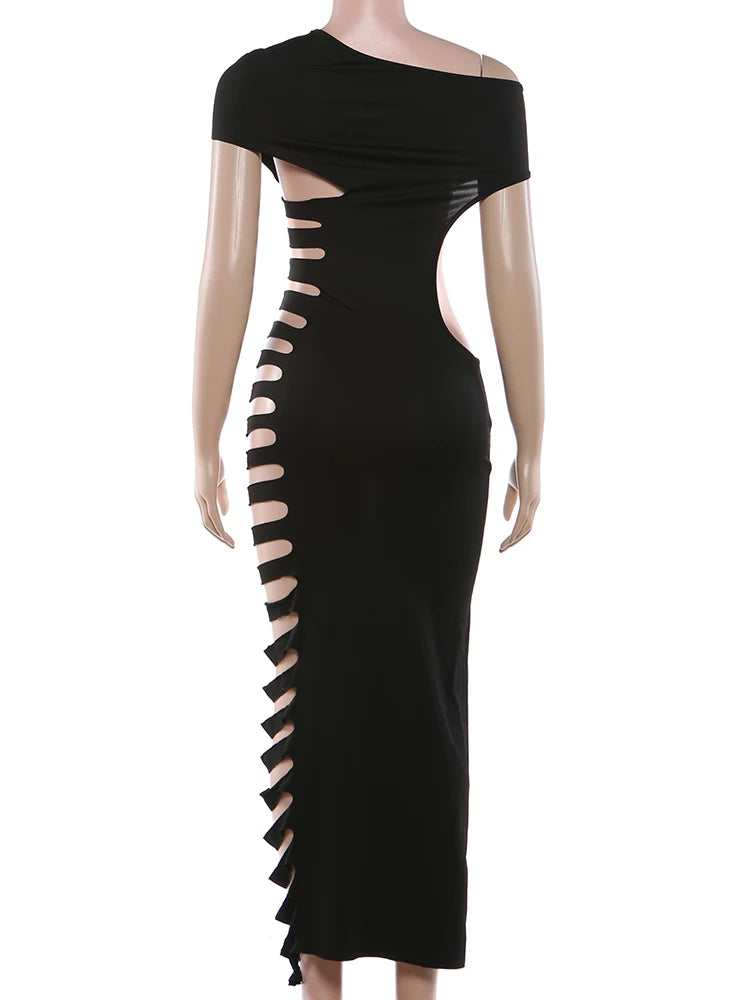 Elegant Long Off Shoulder Hollow Out Maxi Dress for Women