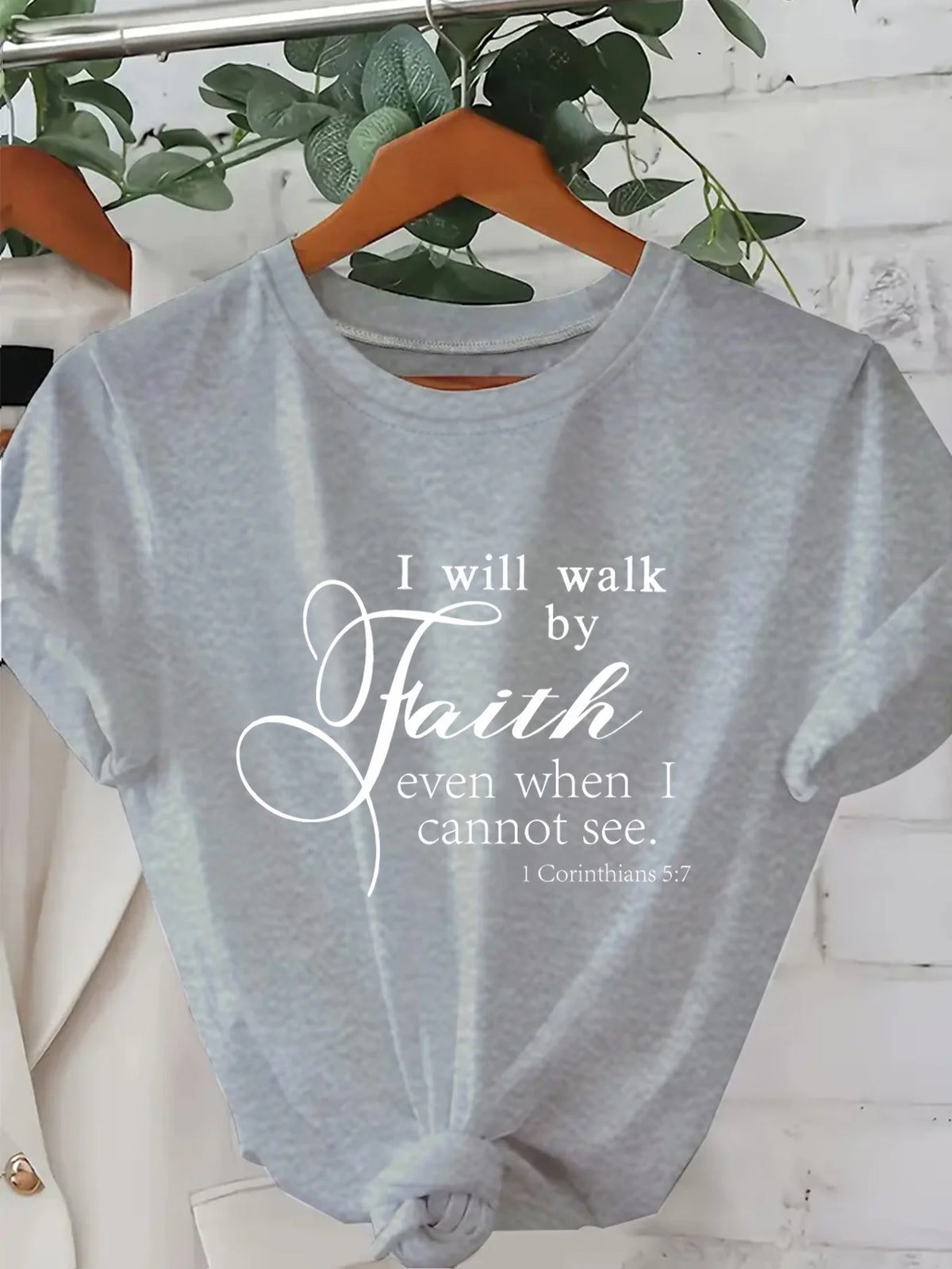Walk By Faith Printed Pink Soft Casual Tee For Women