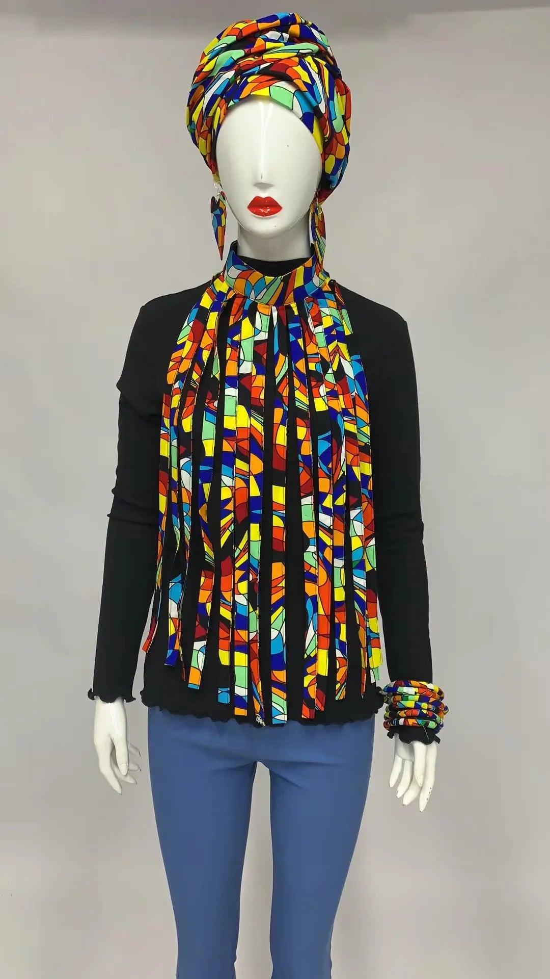 Ethnic Chic Multicolor Headwrap Jewelry Set for Women