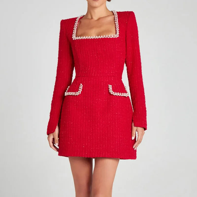 Summer Autumn Patchwork Slim Fit Party Dress, Women 2025 Vintage Backless O Neck Mini Dress, Sexy Sleeveless Pocket Ladies Dress