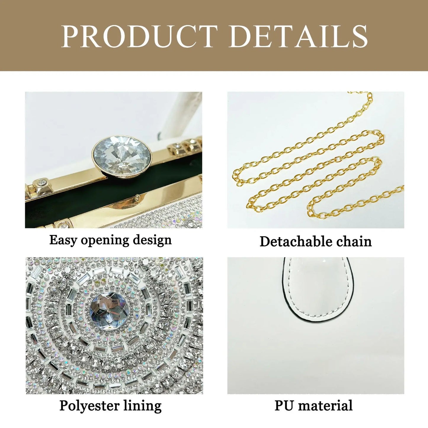 New Dinner Handbag Luxury Brand Diamond-encrusted Sparkling Dinner Party Handbag Fashion Trend Women's Shoulder Crossbody Bag