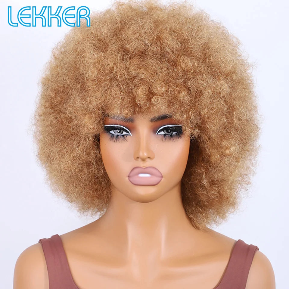 Natural Short Curly Remy Human Hair Bob Wig for Women