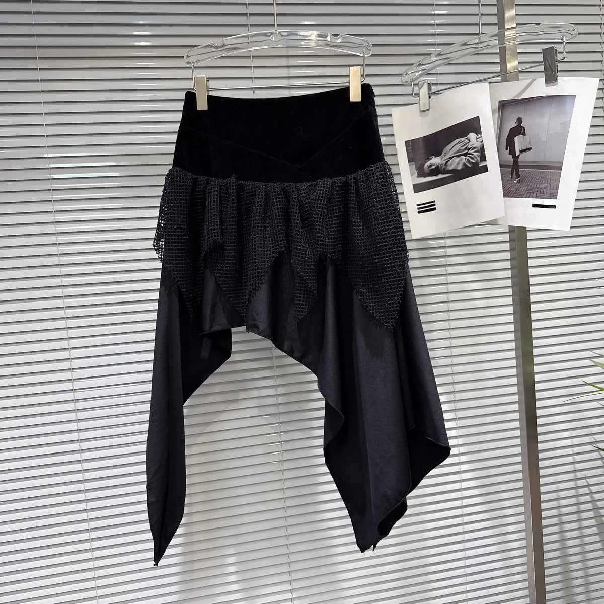 Irregular A Line Patchwork And Zipper Midi Skirt For Women