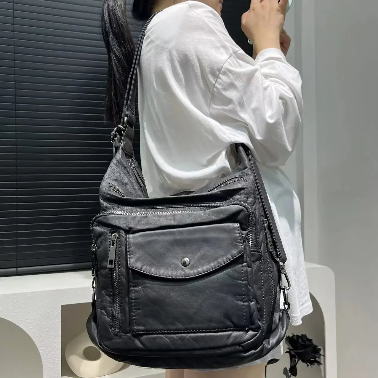 Large-Capacity Multi-Pocket Crossbody Backpack for Women