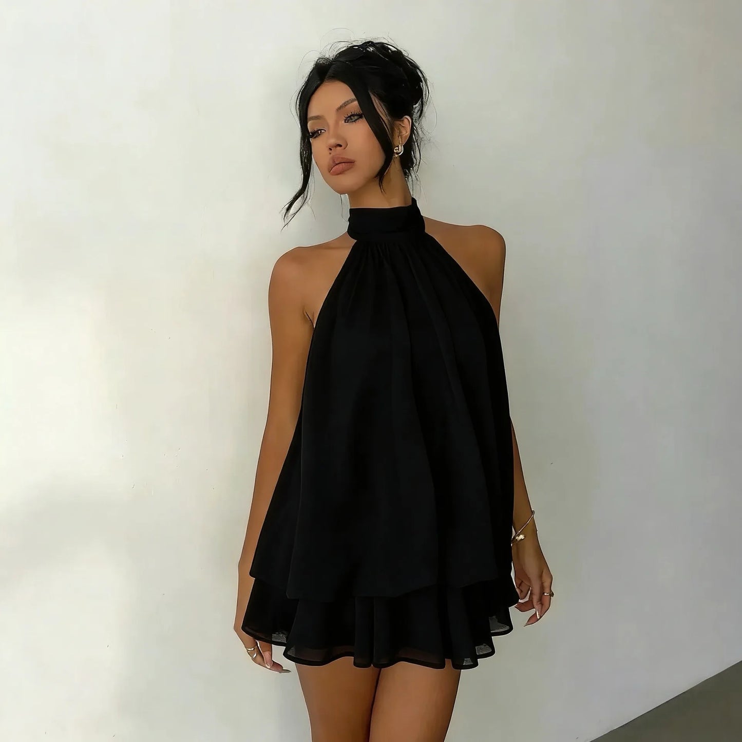 Chiffon Halter Backless Summer Mini Dress for Women