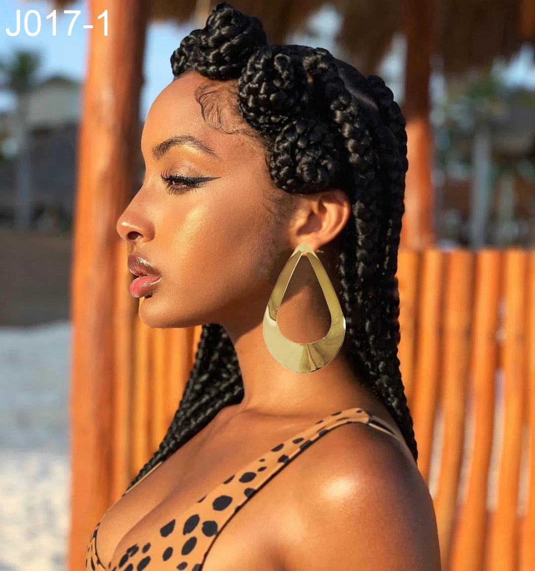 Fashion Jewelry Big Gold Color Round Geometric Earrings Dangle Drop Earrings For Women African Wedding Party Gifts