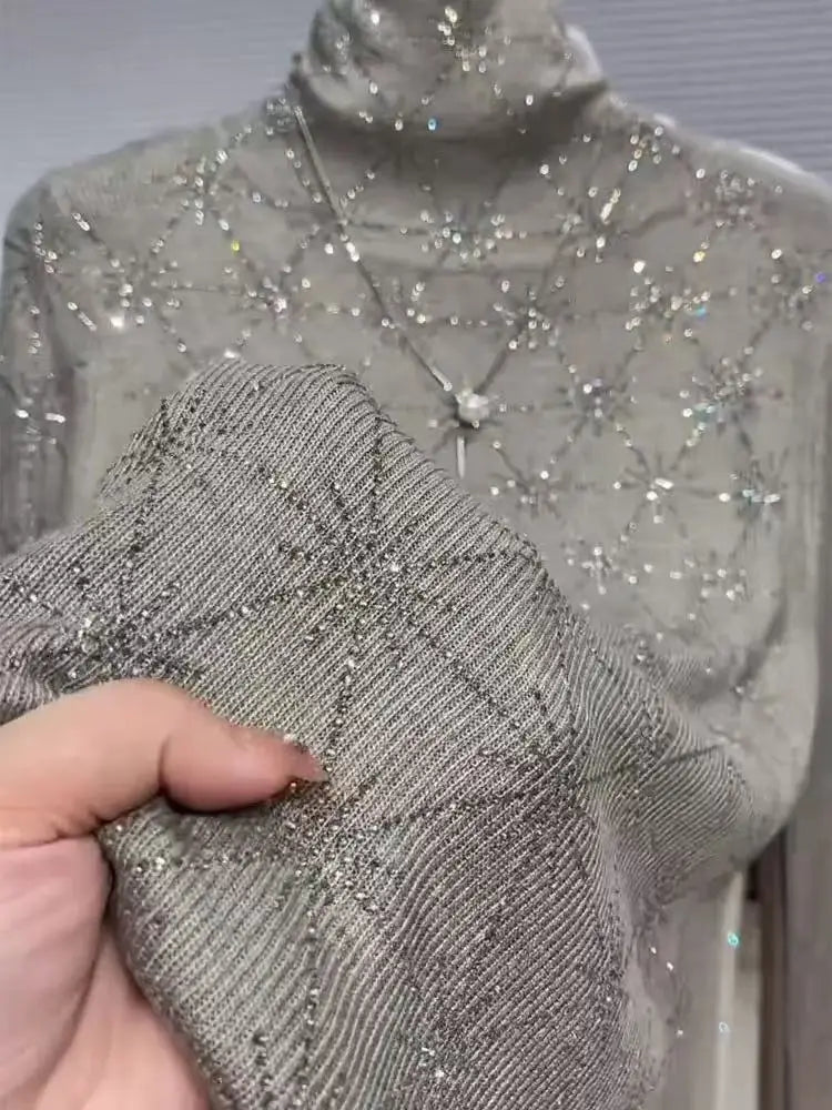 Sequined Turtleneck Sweater