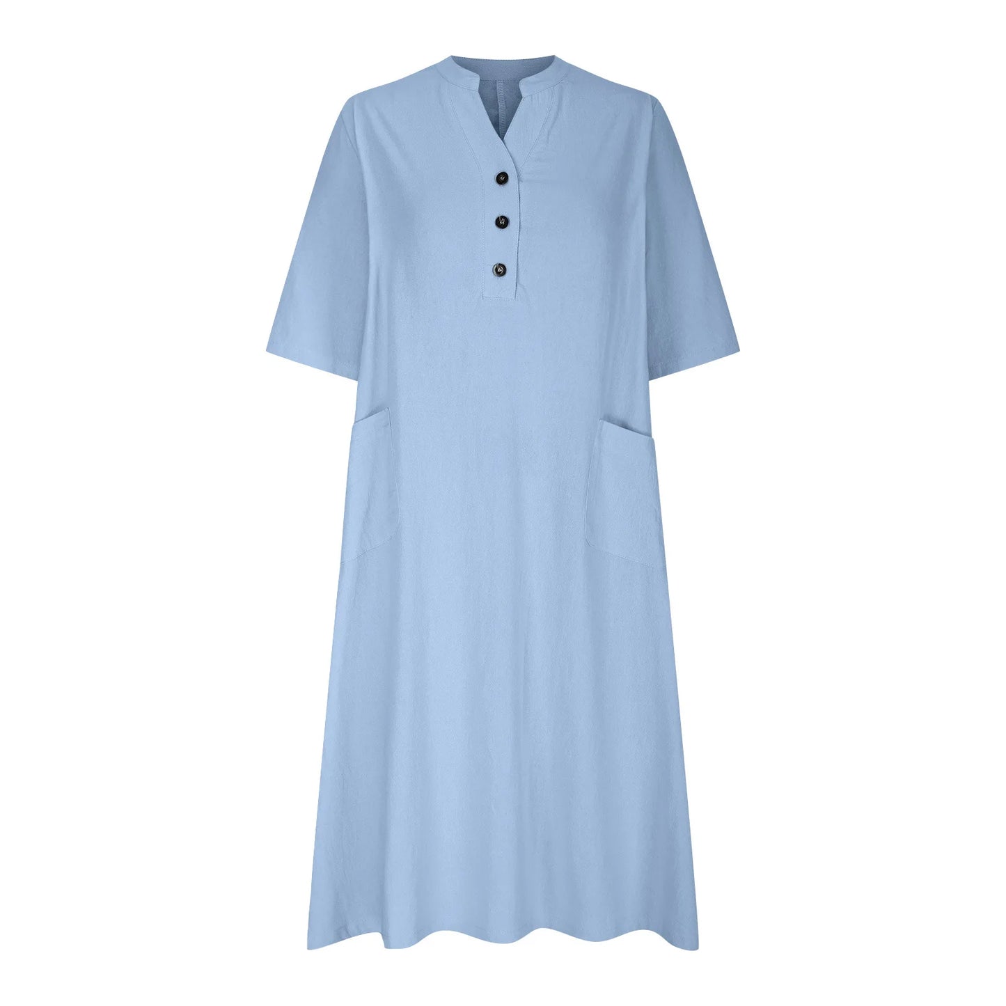 Elegant Casual Short Sleeve Solid Midi Dress for Women