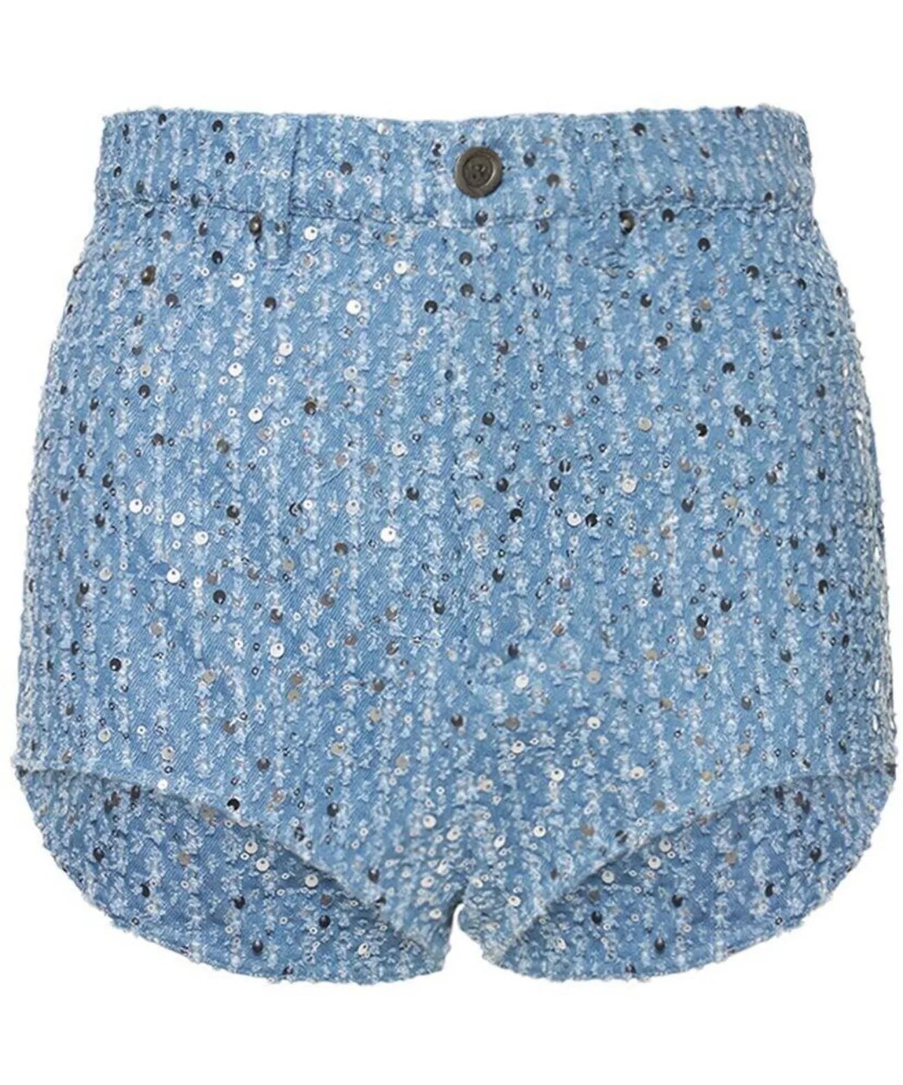Sequined Denim Two-Piece Set With Cropped Jacket And Shorts for Women