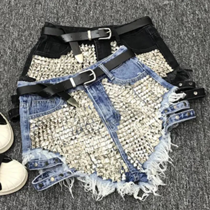 Relaxed Fit High Waisted Denim Shorts With Tassel Accents For Women