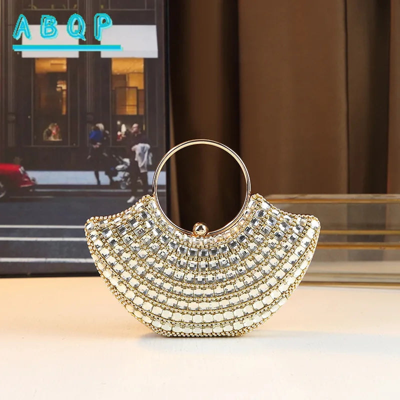 New Evening Women's Bag Luxury Brand Diamond-encrusted Sparkling Dinner Party Handbag Diamond-encrusted Women's Shoulder Bag