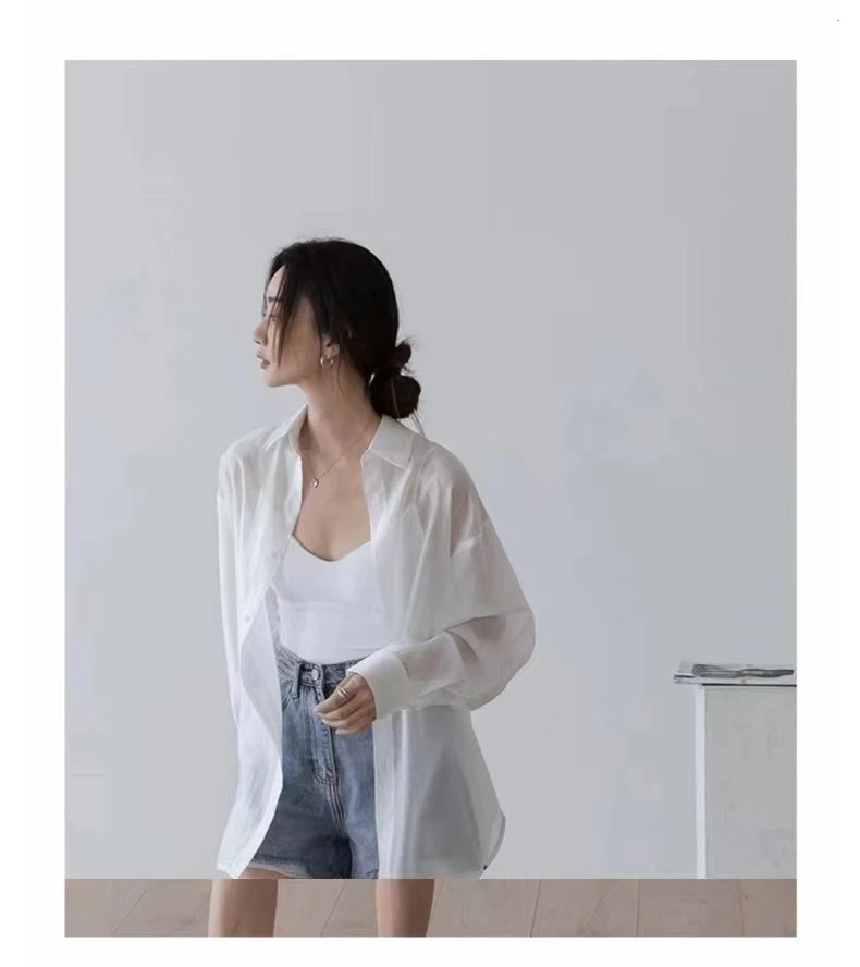 Lightweight Chiffon Sun Protection Shirt Jacket for Women