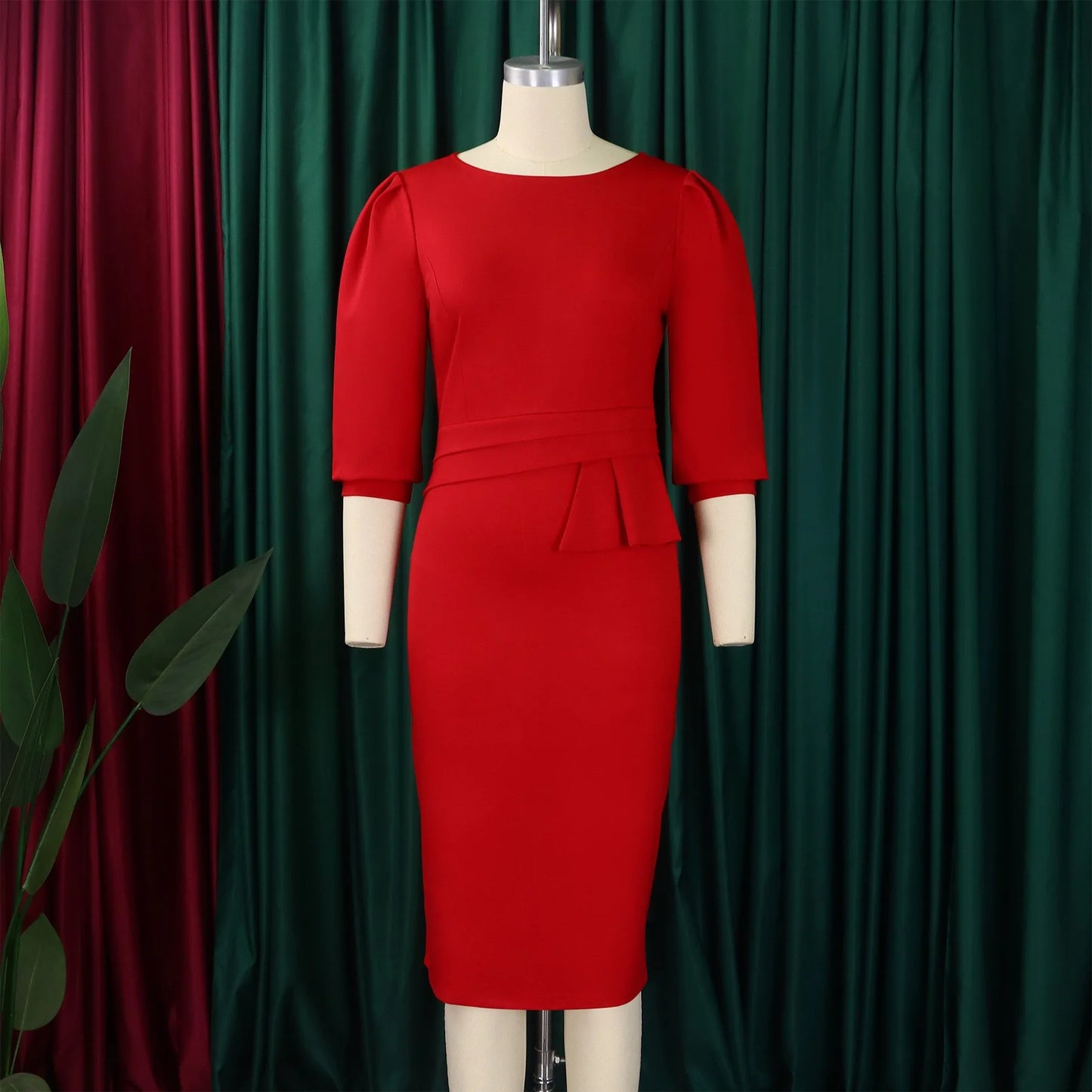 Elegant Office Dresses for Women O Neck Half Sleeve Sheath Package Hips Formal Business Work Wear Vestidos Mujer Dress Clothes