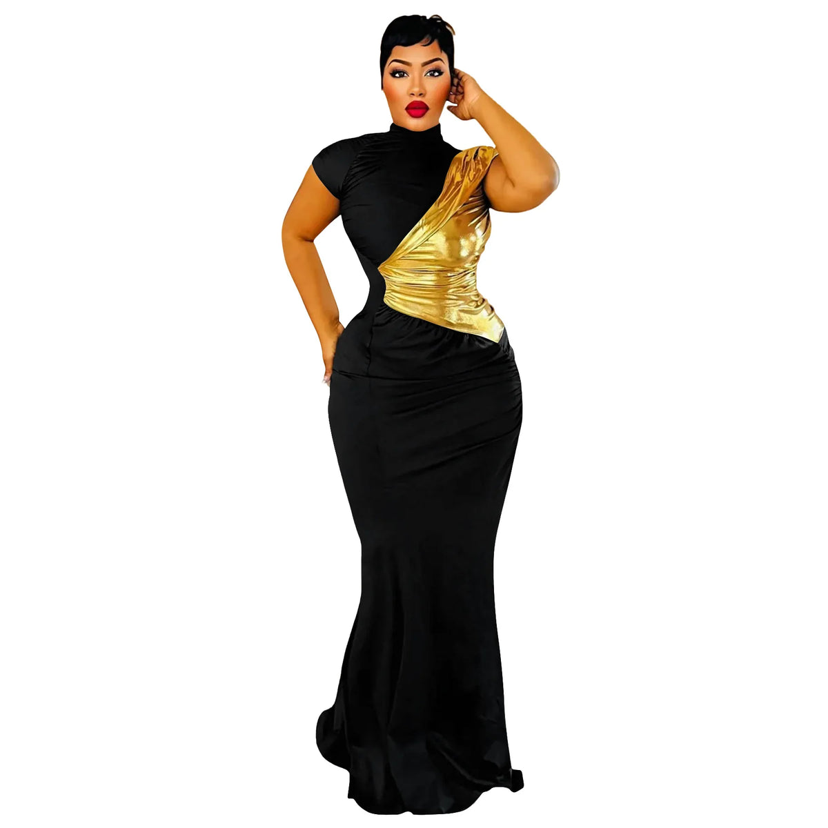 Elegant Dashiki Short Sleeve Traditional Maxi Dress for Women