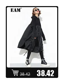 [EAM] Black Sweatshirt Half-body Skirt Two Pieces Suit New Turtleneck Long Sleeve Women Fashion Tide Spring Autumn 2025 1DH8611