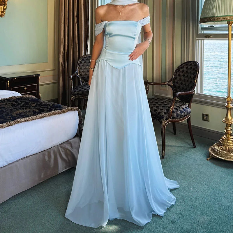 Elegant Satin Backless Pleated Evening Dress for Women