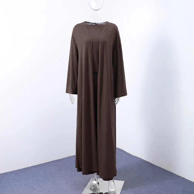 Casual Three Piece Shirt, Coat And Wide Leg Pants Set for Women