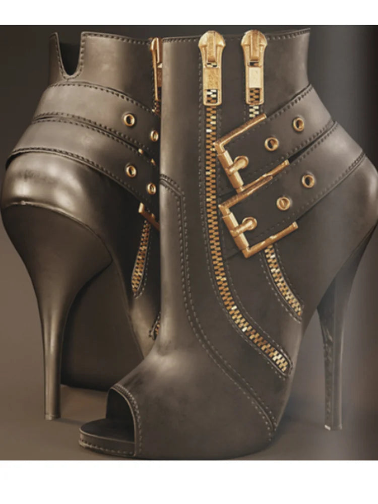 Elegant Peep Toe Buckle High Heel Sandals for Women