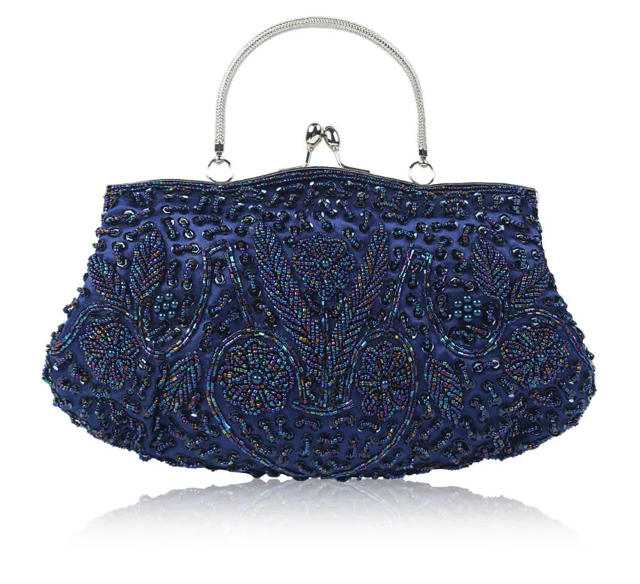 Retro Beaded Embroidered Evening Clutch Bag for Women