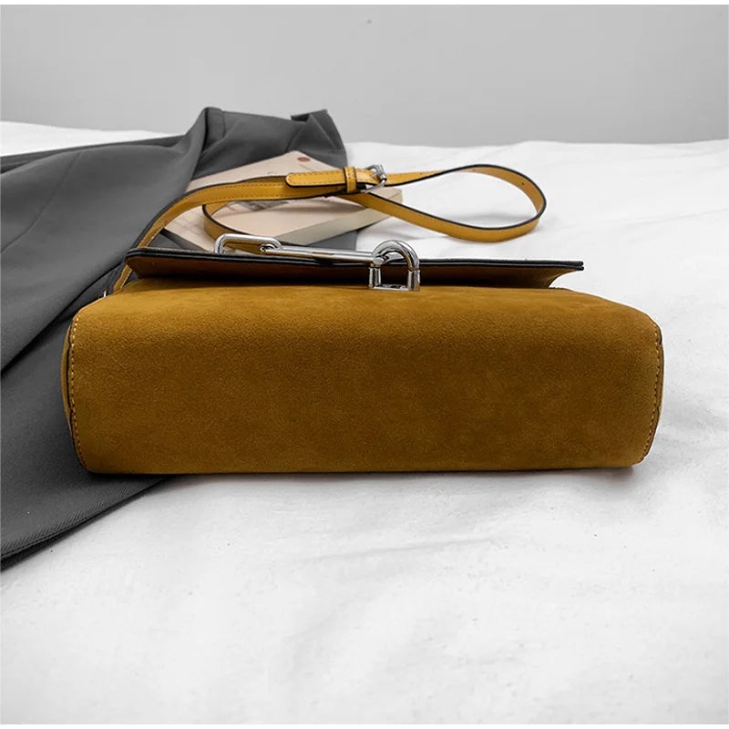 Retro Frosted New Shoulder Bag Women Autumn And Winter Suede High-end Fashion Women's Wallet Versatile Texture Small Square Bag