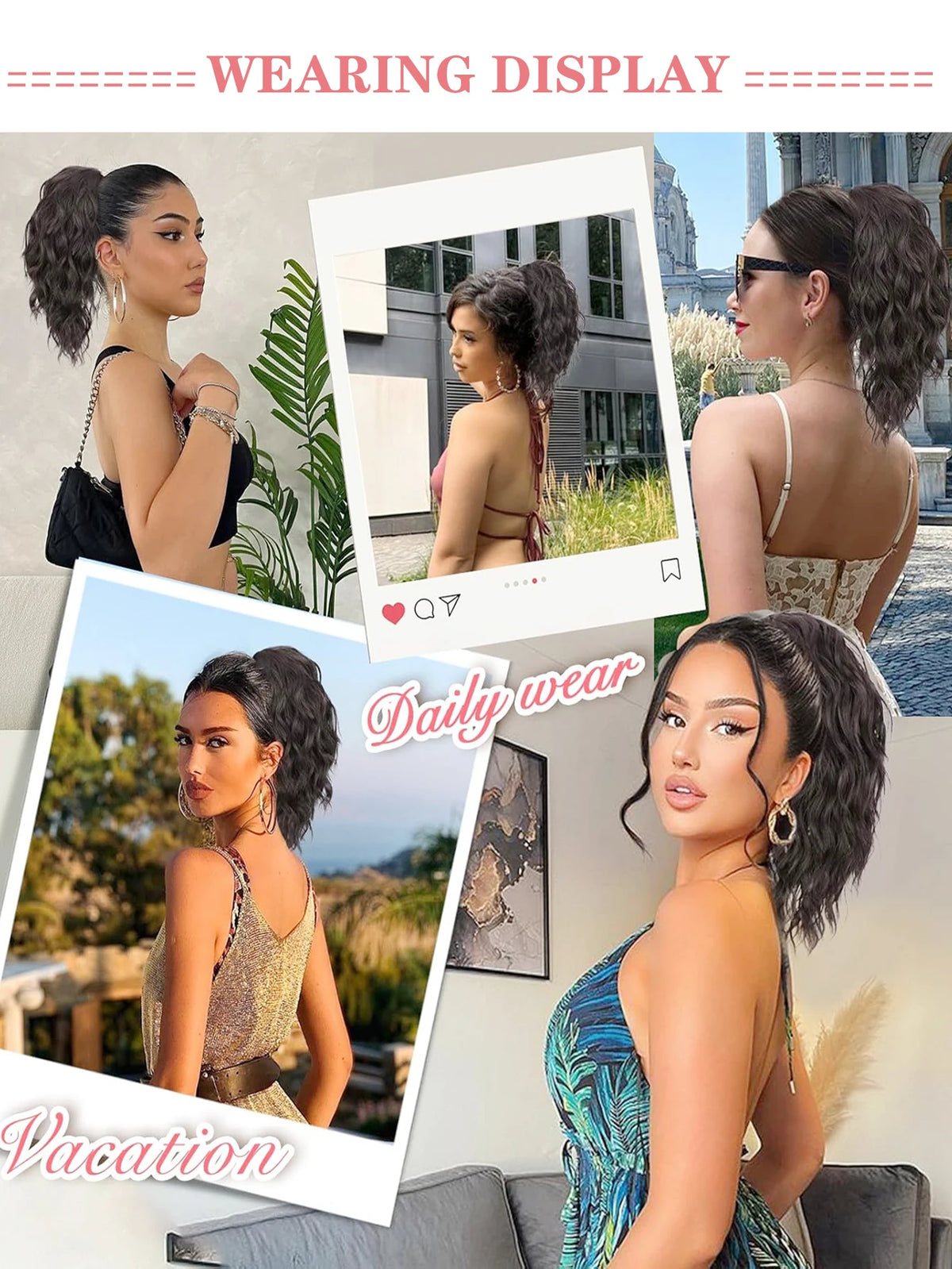 Frosted Water Wave Clip In Ponytail Hair Extension For Women