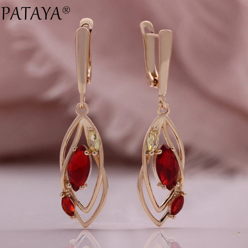 Pomegranate Red Zircon Drop Earrings
