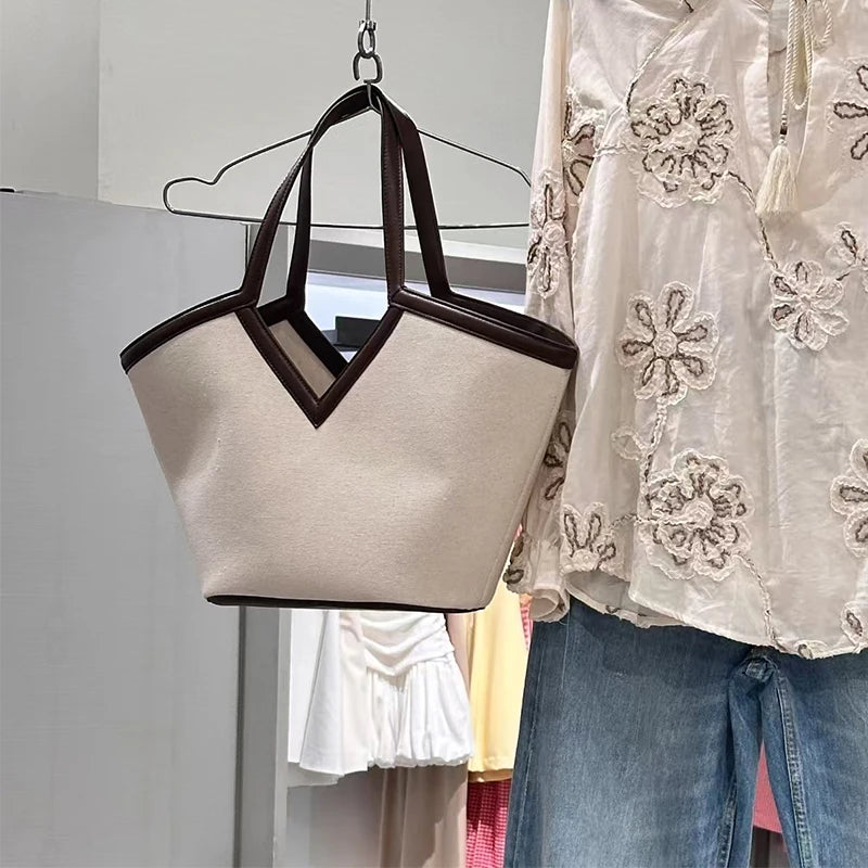 Y-shaped Design Straw Underarm Bag With Small Bag Leisure Vacation  Large Capacity Woven Wing Tote Bag Versatile Shoulder Bag