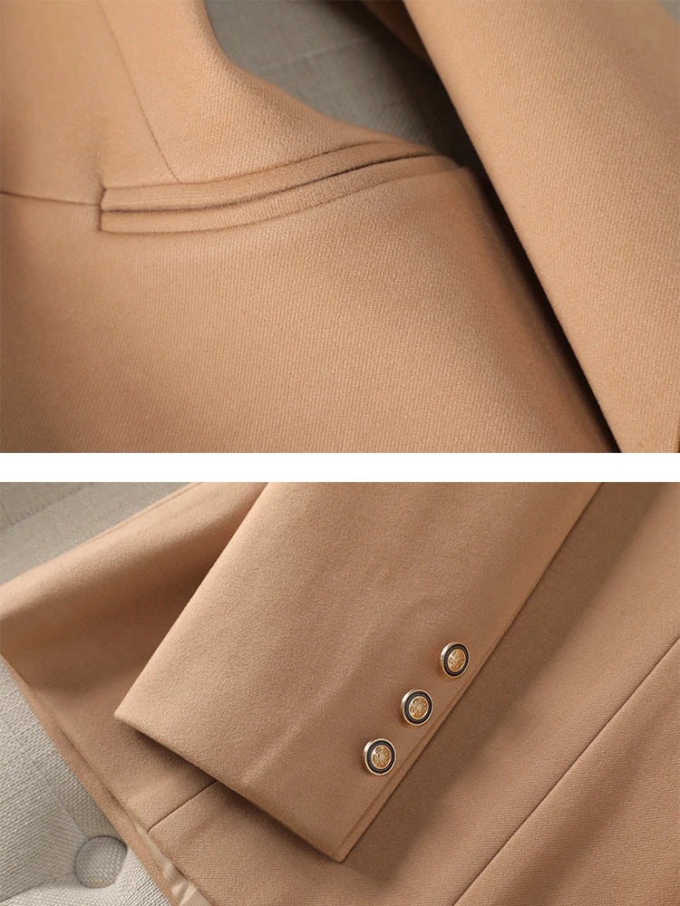 Fashion Women Blazer Ladies Gray Khaki Brown Solid Long Sleeve Female Business Work Wear Slim Formal Jacket For Autumn Winter