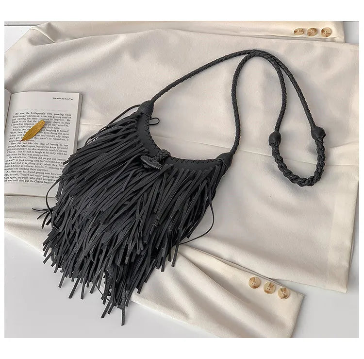 Double-Sided Tassel Design Crossbody Bag for Women