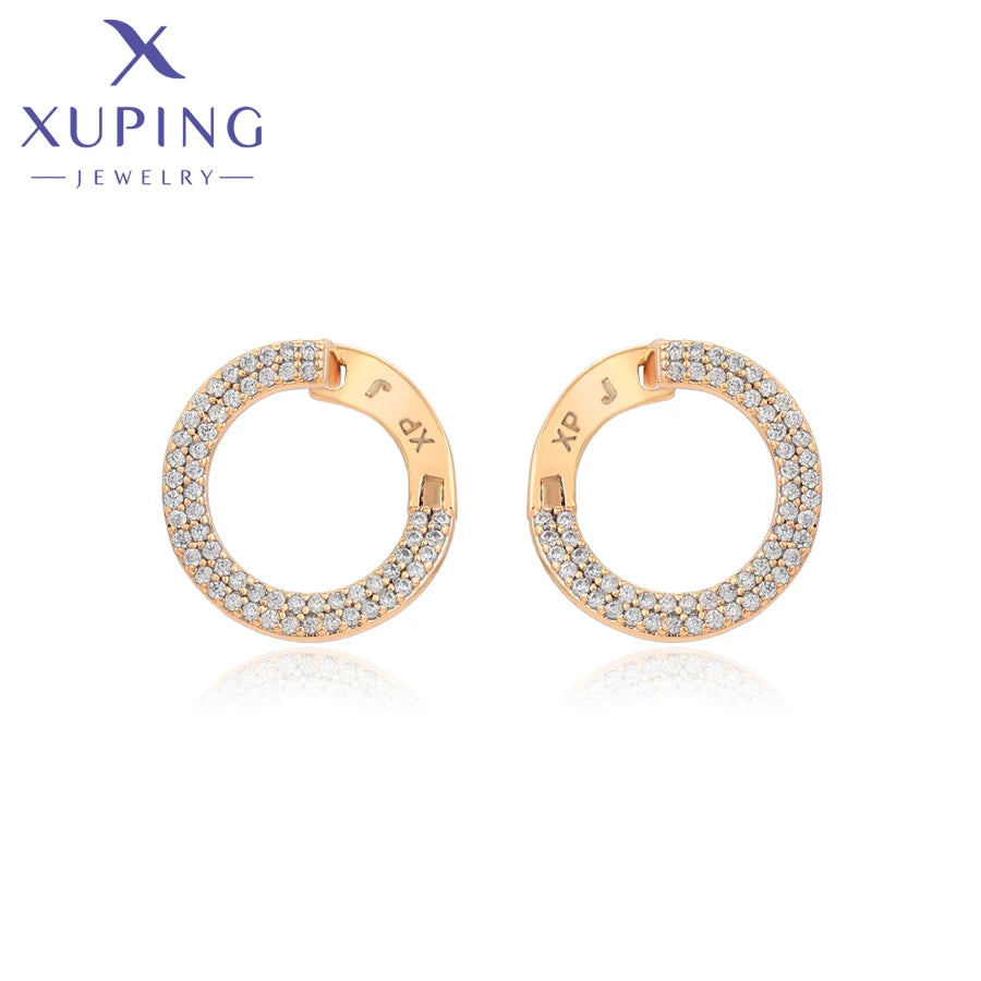 Gold Tone Copper Alloy Hoop Earrings
