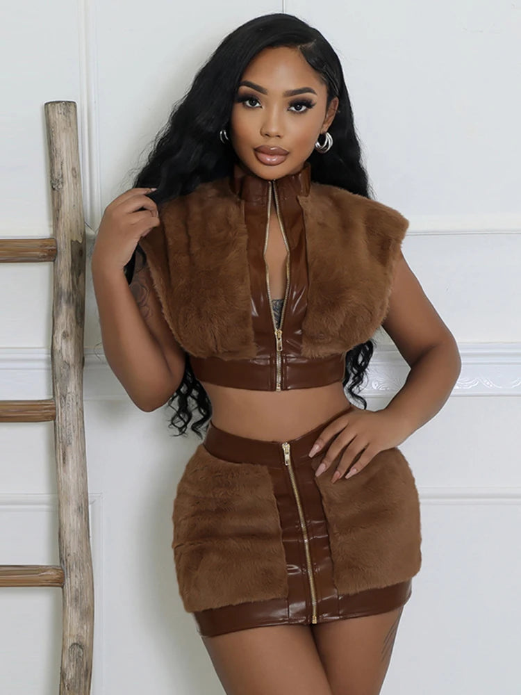 Urban Zip-Up Crop Tank Two-Piece Set for Women Streetwear Look