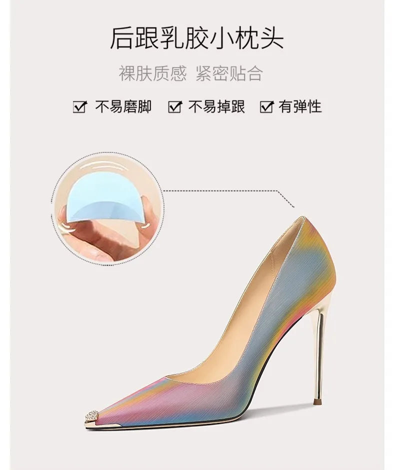 Rainbow Color Pointed Toe High Heel Stiletto Pumps for Women