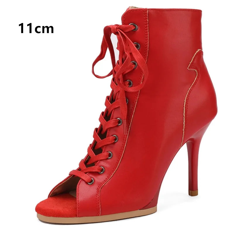 Peep Toe High Heel Zipper Ankle Boots