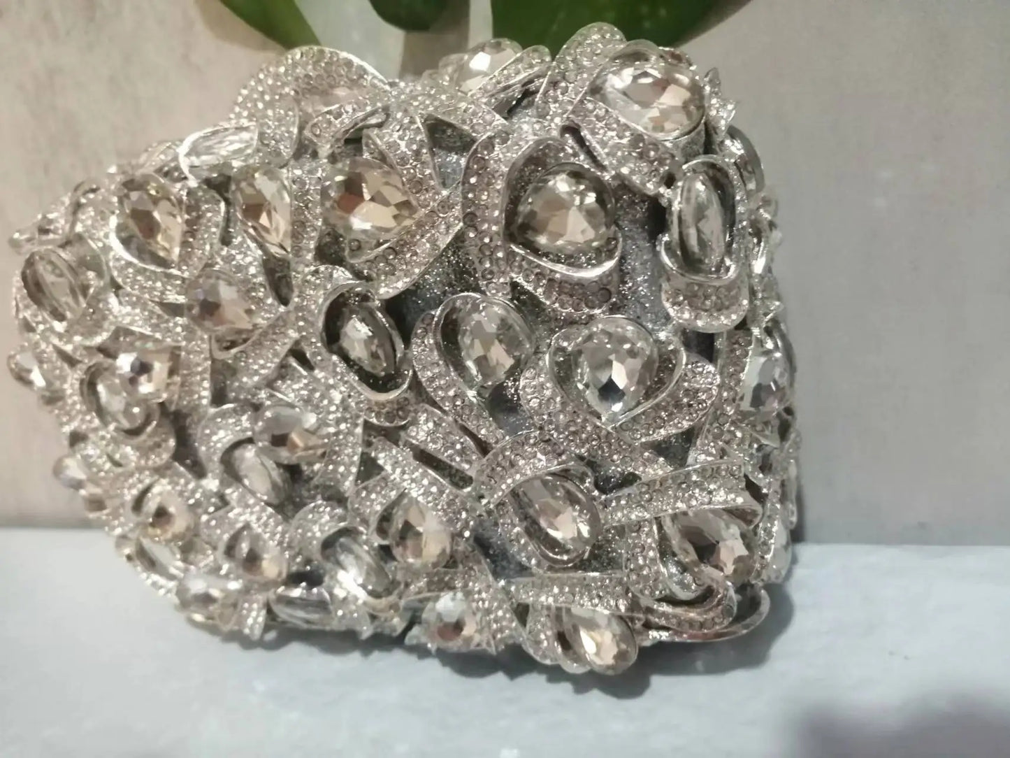 Women Gold/Silver/Green Big Stones Clutch Purse Lady Evening Bags Wedding Party Rhinestone Handbags Ladies Gala Clutches Bags