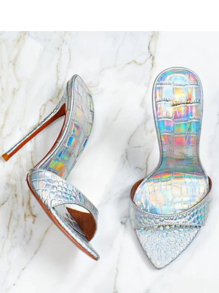 Pointed Toe Slim High Heel Wedding Sandals for Women