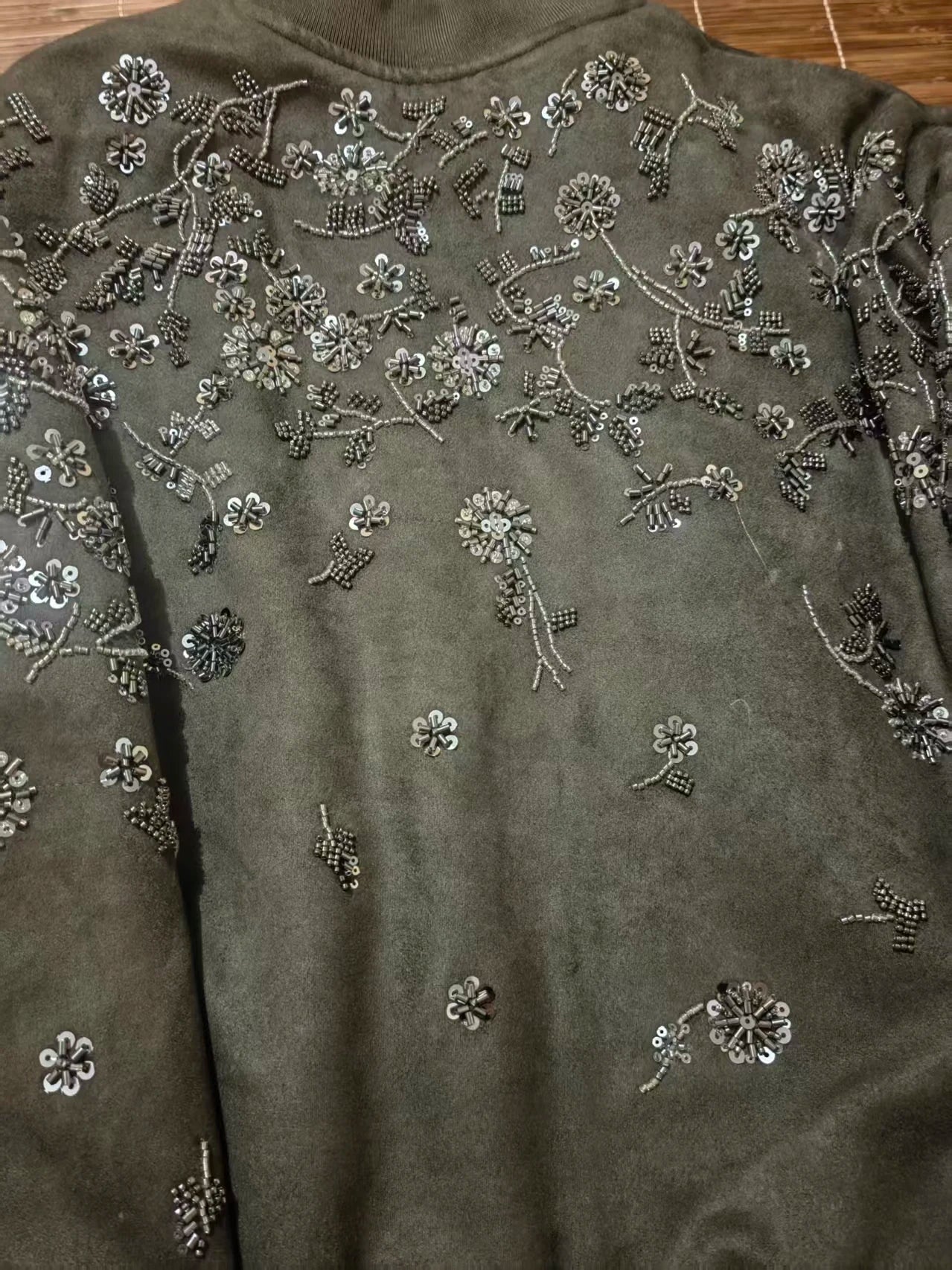 2026 Winter New Coat for Women,Retro Heavy Industry Nail Bead Suede Embroidery Loose Cotton Jacket