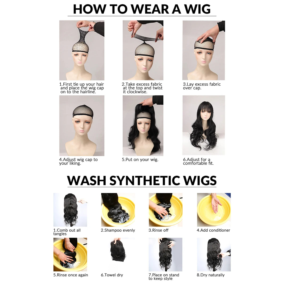 Natural Brown Straight Synthetic Wig With Bangs For Women