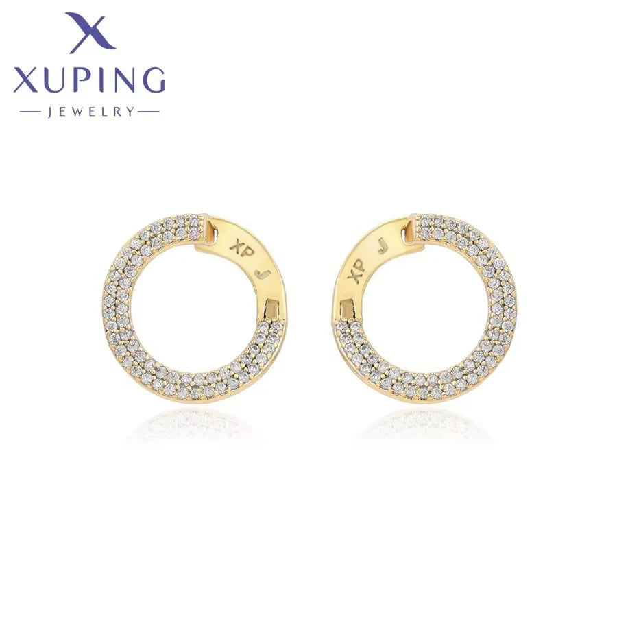 Gold Tone Copper Alloy Hoop Earrings