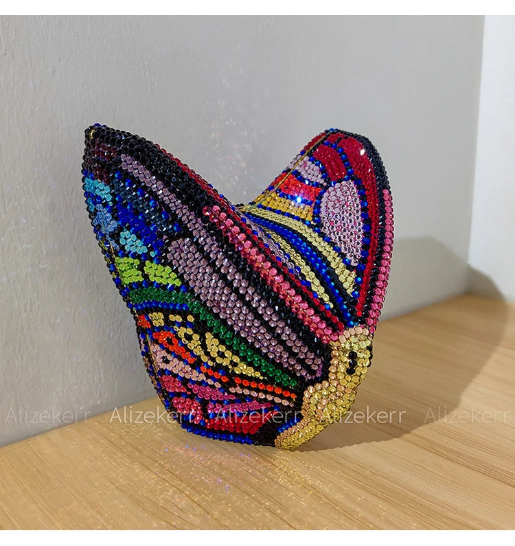 Alizekerr Butterfly Diamond Evening Bags Women 2025 Luxury Designer Gorgeous Rhinestone Clutch Purses And Handbags Wedding Party