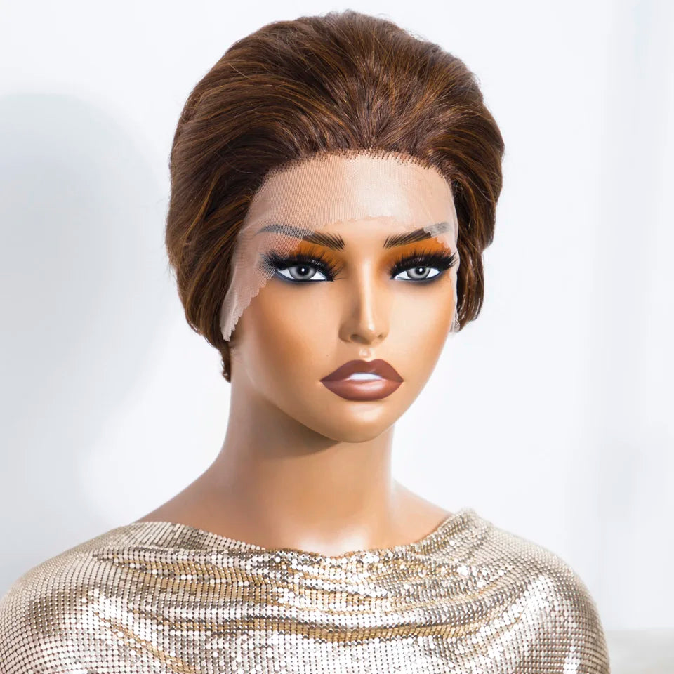Blonde Short Pixie Cut Silky Lace Front Wig for Women