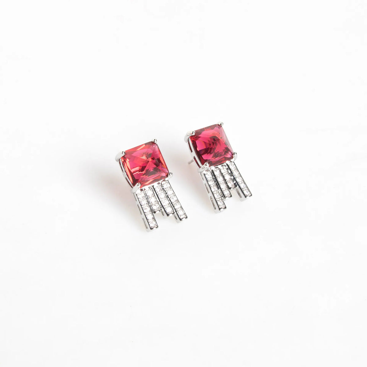 Square Zircon Necklace and Earrings Set