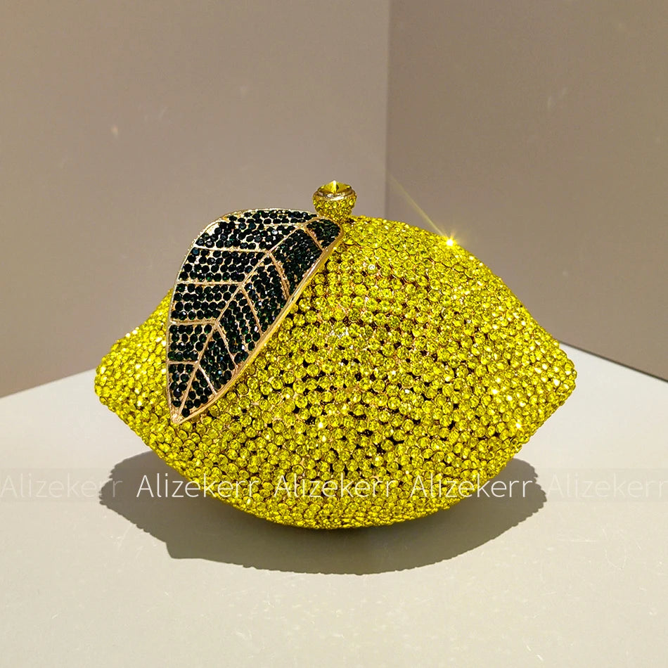 Elegant Lemon Shaped Diamond Evening Bag for Women